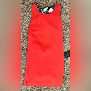 NWT Lulu's Vibrant Orange Backless Dress with colorful silk tie-back.